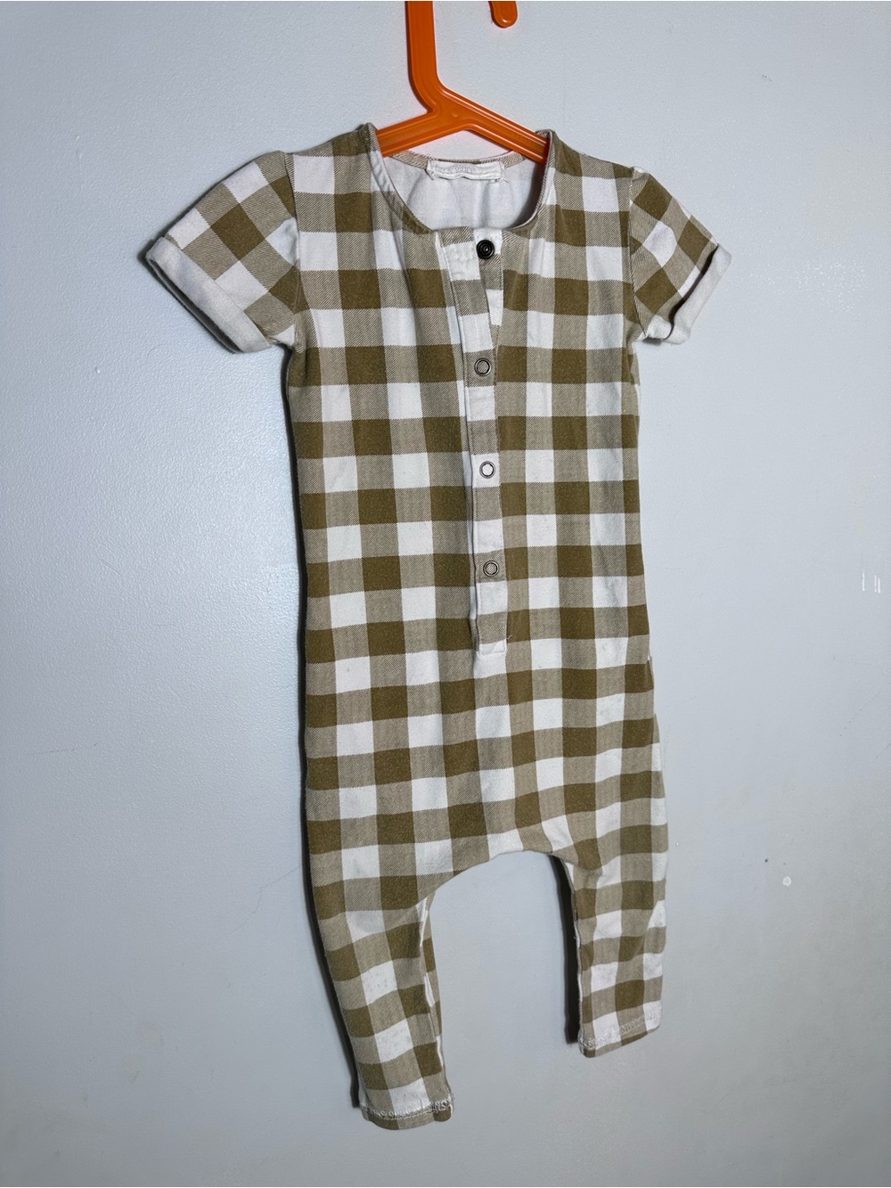 Fin & Vince Kids Cotton Check One-Piece Bodysuit - 12-24 months